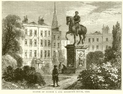 Staty av George I. och Hogarths House av English School