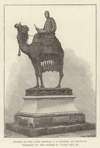 Staty av den avlidne general C G Gordon, i Chatham, avtäckt av prinsen av Wales av English School