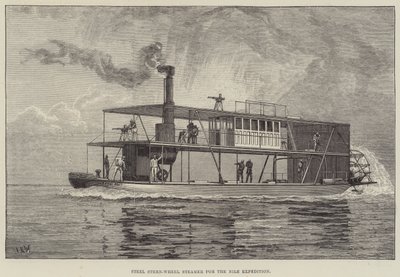 Steel Stern-Wheel Steamer för Nile Expeditionen (gravyr) av English School