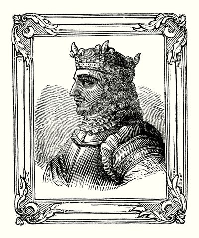 Stephen föddes 1104, kröntes 1135 och dog 1154 (gravyr) av English School