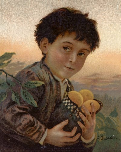 Stulen frukt (färg litho) av English School