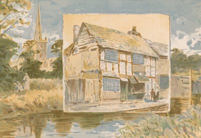 Stratford-on-Avon och Shakespeares hus innan dess restaurering av English School