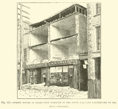 Gatuhus i Charleston skadades i jordbävningen i South Carolina 1886 av English School