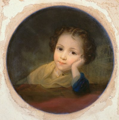 Study of a Child, ca 1850 (olja på kort) av English School