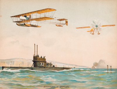 Ubåtar och sjöflygplan (chromolitho) av English School
