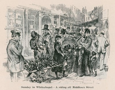 Söndag i Whitechapel - ett sidospår utanför Middlesex Street, London av English School