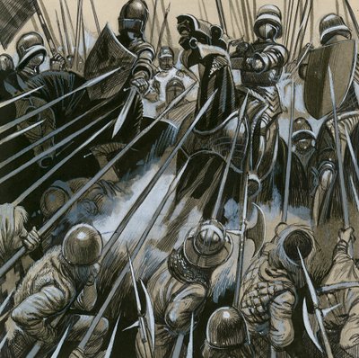 Schweiziska soldater besegrade den burgundiska armén 1476-77 av English School