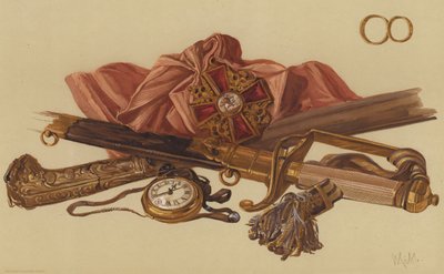 Amiral Viscount Duncans svärd och reliker (kromolit) av English School