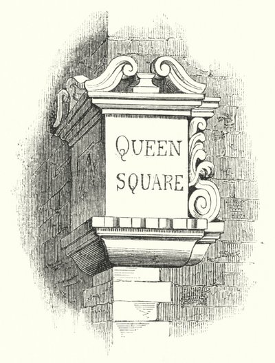 Tabletter för Street-Corners, Queen Square (gravyr) av English School