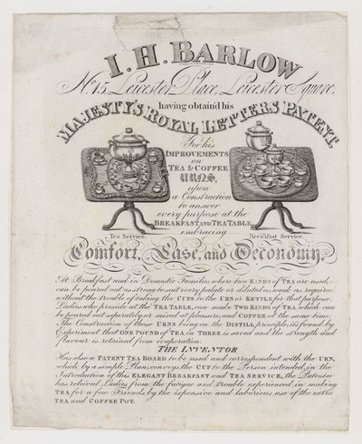 Tea Urn Makers, I H Barlow, byteskort av English School