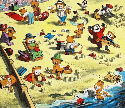 Teddybjörnar på stranden av English School