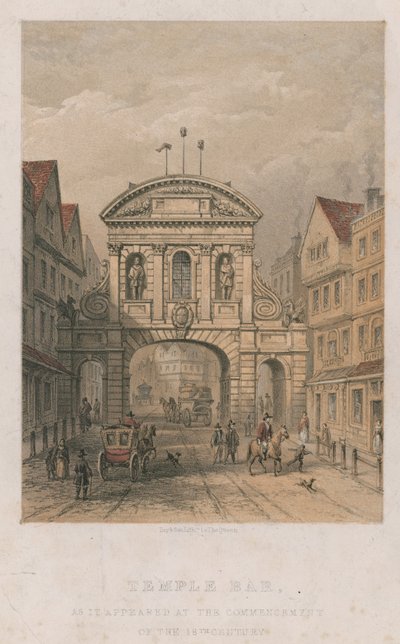 Temple Bar som den såg ut i början av 1700-talet av English School