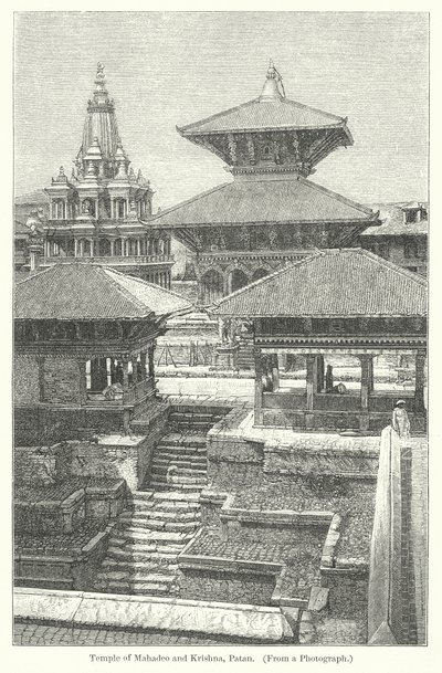 Tempel von Mahadeo und Krishna, Patan (Gravur) von English School