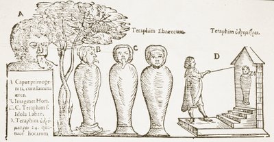 Terafim, kopia av en illustration från 1600-talet, använd i en magihistoria, publicerad i slutet av 1800-talet av English School
