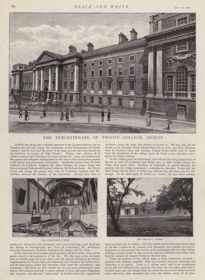 Tercentenary of Trinity College, Dublin, Irland (litho) av English School