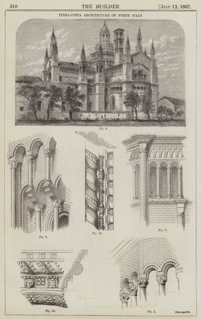 Terrakottaarkitektur i norra Italien (gravyr) av English School