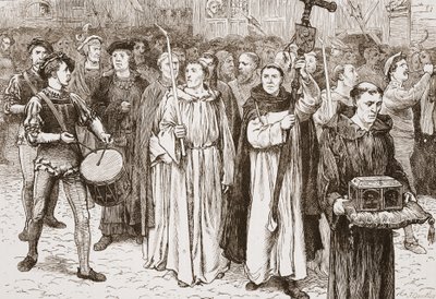 Tetzels procession, illustration från The History of Protestantism av James Aitken Wylie (1808-1890), pub. 1878 av English School