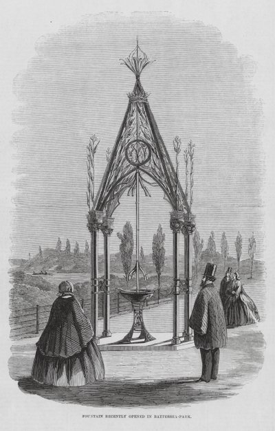 Teulonfontänen, Battersea Park, London, England (gravyr) av English School