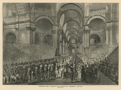 Thanksgiving besök av kung George III i St Pauls Cathedral av English School