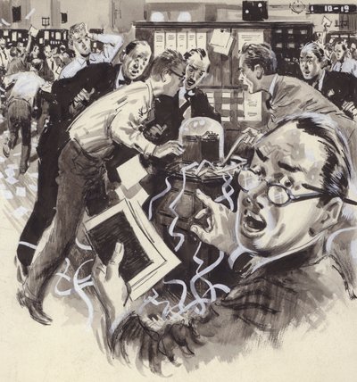 Börskraschen 1929 (gouache på papper) av English School