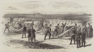 The 2nd Surrey Artillery Volunteers at Practice at Plumstead (gravyr) av English School