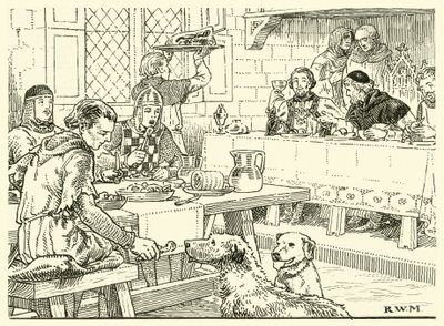 Abboten festade dem i sitt eget hus (bläck på papper) av English School