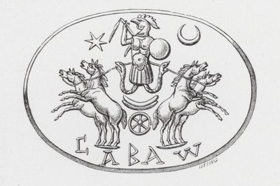 Abraxas-guden i Phoebus bil (gravyr) av English School