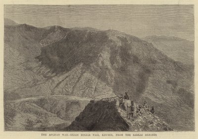 Det afghanska kriget, Shadi Bogiar Pass, Khyber, från Sarkai Heights (gravyr) av English School