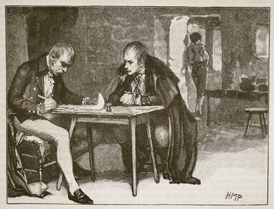 Storbritanniens och Sveriges agenter undertecknar fördraget mot Napoleon, illustration från Cassells Illustrated History of England (sepiafoto) av English School