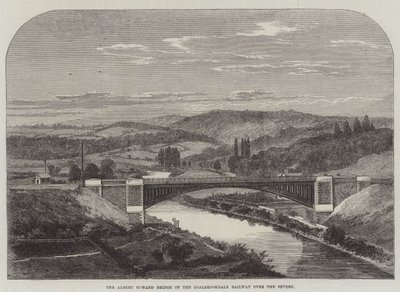 Albert Edward Bridge på Coalbrookdale Railway över Severn (gravyr) av English School