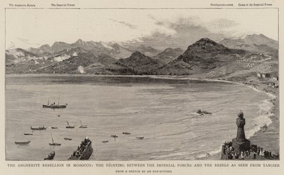 Angheriteupproret i Marocko, striderna mellan de kejserliga styrkorna och rebellerna sett från Tanger (gravyr) av English School