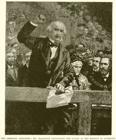De armeniska grymheterna: Mr Gladstone fördömer sultanen vid mötet i Liverpool av English School