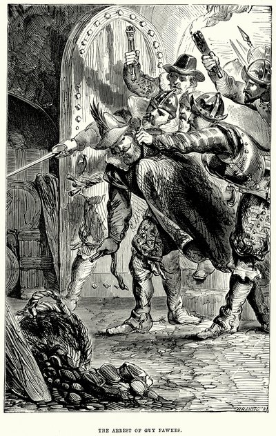 Gripandet av Guy Fawkes (gravyr) av English School
