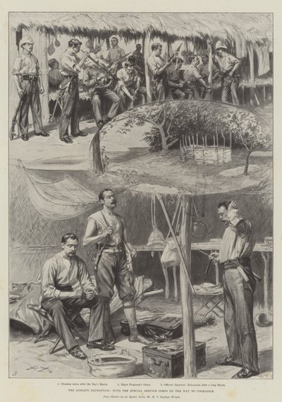 Ashanti-expeditionen, med specialtjänstkåren på väg till Coomassie (litho) av English School