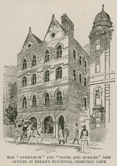 Athenaeum och Notes and Queries nya kontor i Breams Buildings, Chancery Lane, London av English School