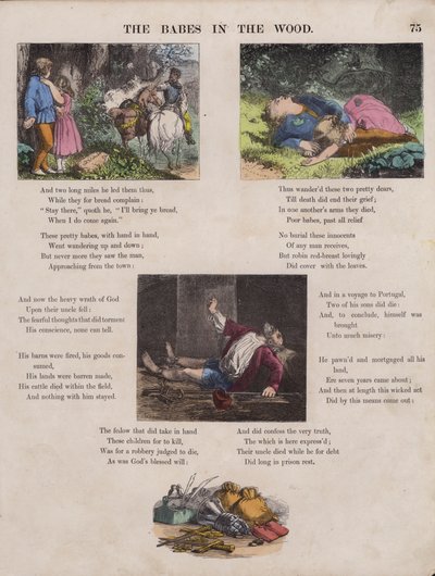 The Babes In The Wood (färgad gravyr) av English School