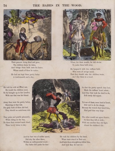 The Babes In The Wood (färgad gravyr) av English School