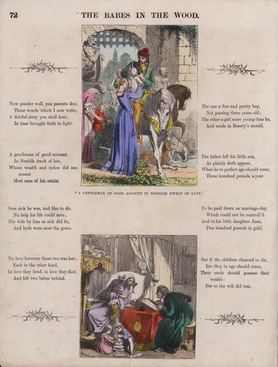 The Babes In The Wood (färgad gravyr) av English School
