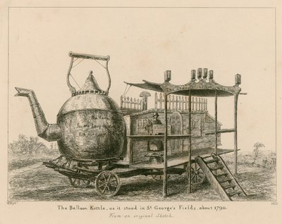 The Balloon Kettle, som den stod i St Georges Fields, London, omkring 1790 av English School