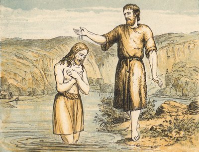Jesu dop (färgad gravyr) av English School