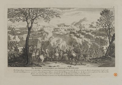 Slaget vid Culloden, nära Inverness i Skottland, publicerat av Bowles och Carver, 1746 av English School