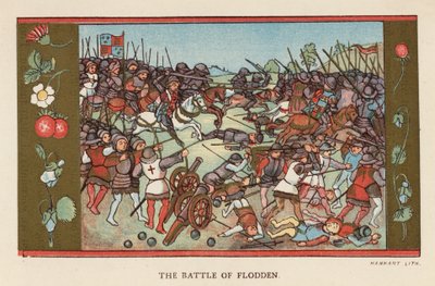 Slaget vid Flodden (färglitografi) av English School