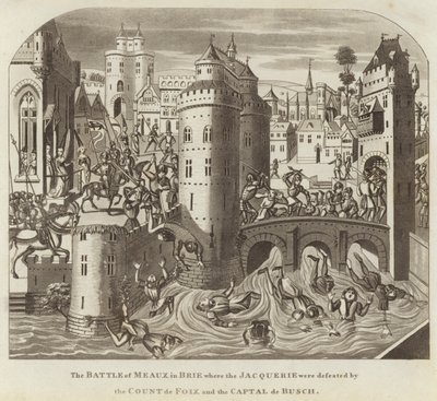 Slaget vid Meaux i Brie där Jacquerie besegrades av greve de Foix och Captal de Busch av English School