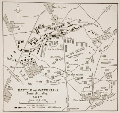 Slaget vid Waterloo den 18 juni 1815 av English School