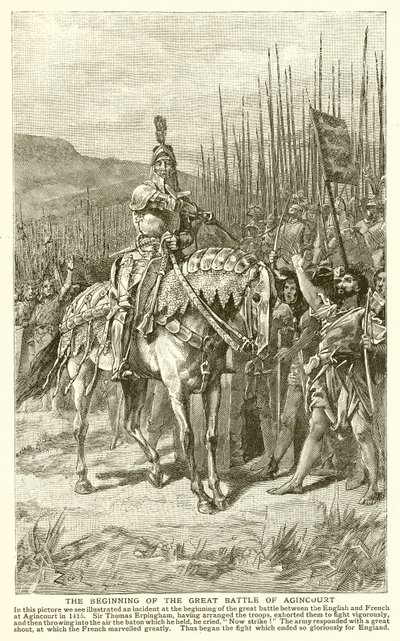 Början av det stora slaget vid Agincourt av English School