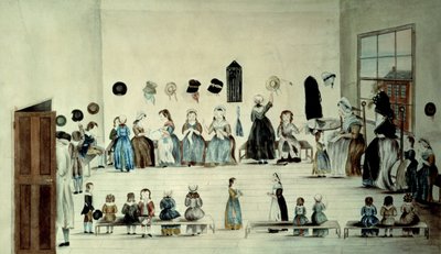 The Benevolent School (akvarell på papper) av English School