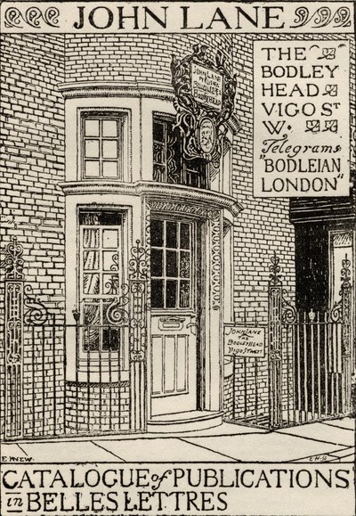 The Bodley Head Publishing House, illustration på framsidan från Catalogue of Publications in Belles Lettres av English School