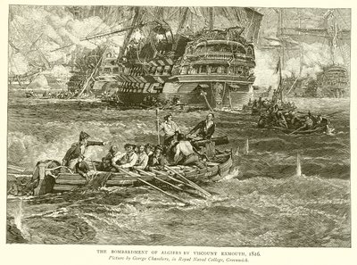 Bombardementet av Alger av Viscount Exmouth, 1816 av English School