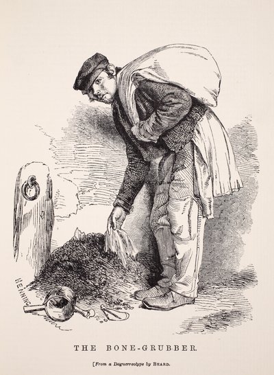 The Bone-Grubber, efter en daguerreotypi av Richard Beard, illustration från London Labor och London Poor av Henry Mayhew, pub. 1862 av English School