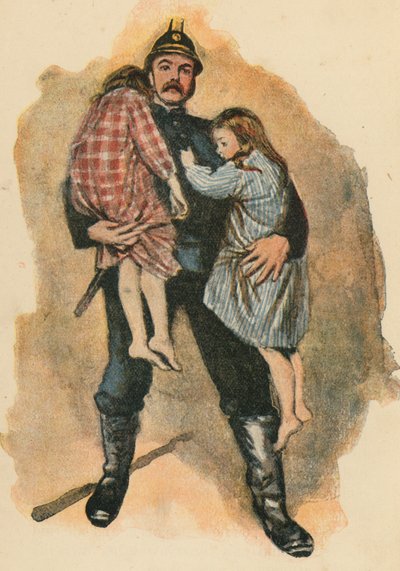 Den modige brandmannen (färglitografi) av English School